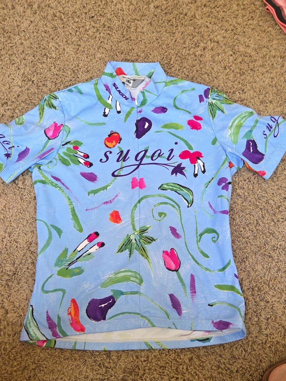 SUGOI Light Blue Floral-Print Women’s Cycling Jersey
